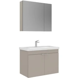 Orka Desna 80 Cm Mat Bej Banyo Dolabı Takımı - 5008569