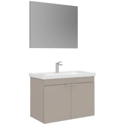 Orka Desna 80 Cm Mat Bej Banyo Dolabı Takımı - 5008572