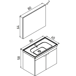 Orka Desna 80 Cm Mat Beyaz Banyo Dolabı Takımı - 5008548