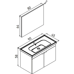 Orka Desna 90 Cm Budva Banyo Dolabı Takımı - 5008551