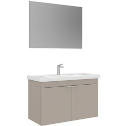 Orka Desna 90 Cm Mat Bej Banyo Dolabı Takımı - 5008578