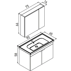 Orka Desna 90 Cm Mat Beyaz Banyo Dolabı Takımı - 5007925