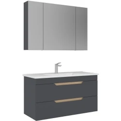 Orka Lena 100 Cm Mat Antrasit Banyo Dolabı Takımı - 5008040