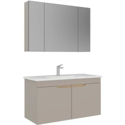 Orka Lena 100 Cm Mat Bej Banyo Dolabı Takımı - 5008006