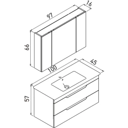 Orka Lena 100 Cm Mat Bej Banyo Dolabı Takımı - 5008053