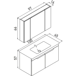 Orka Lena 100 Cm Mat Beyaz Banyo Dolabı Takımı - 5008798
