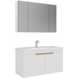 Orka Lena 100 Cm Mat Beyaz Banyo Dolabı Takımı - 5008798