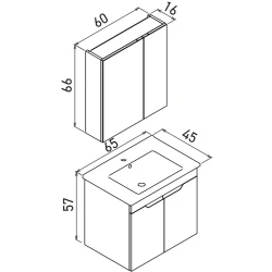 Orka Lena 65 Cm Mat Antrasit Banyo Dolabı Takımı - 5008020