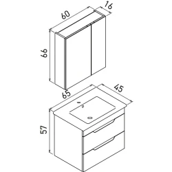 Orka Lena 65 Cm Mat Beyaz Banyo Dolabı Takımı - 5008803
