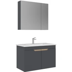 Orka Lena 85 Cm Mat Antrasit Banyo Dolabı Takımı - 5008024