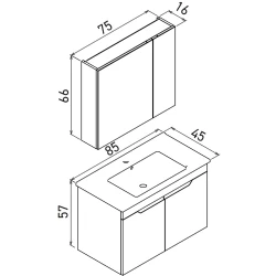Orka Lena 85 Cm Mat Antrasit Banyo Dolabı Takımı - 5008024