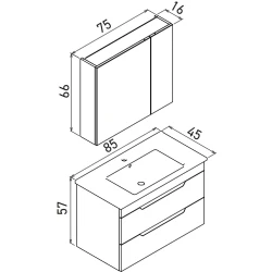 Orka Lena 85 Cm Mat Antrasit Banyo Dolabı Takımı - 5008036
