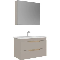 Orka Lena 85 Cm Mat Bej Banyo Dolabı Takımı - 5008048