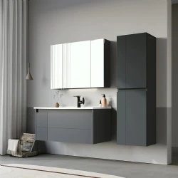 Orka Likya 100 Cm Mat Antrasit Banyo Dolabı Takımı