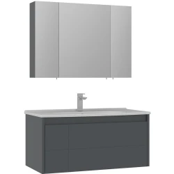 Orka Likya 100 Cm Mat Antrasit Banyo Dolabı Takımı