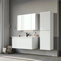 Orka Likya 100 Cm Mat Beyaz Banyo Dolabı Takımı