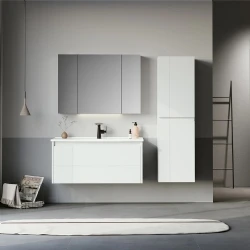 Orka Likya 100 Cm Mat Beyaz Banyo Dolabı Takımı