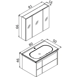 Orka Likya 80 Cm Mat Antrasit Banyo Dolabı Takımı