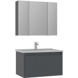 Orka Likya 80 Cm Mat Antrasit Banyo Dolabı Takımı