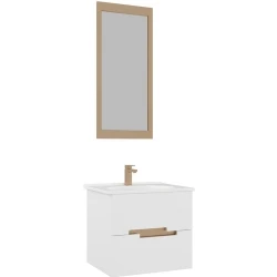 Orka Lodi 65 Cm Beyaz-Altın Banyo Dolabı Takımı Hemen Al