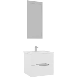 Orka Lodi 65 Cm Beyaz-Gümüş Banyo Dolabı Takımı