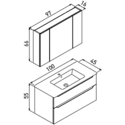 Orka Messina 100 Cm Mat Kırmızı Banyo Dolabı Takımı - 5007147
