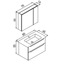 Orka Messina 85 Cm Mat Beyaz Banyo Dolabı Takımı - 5007139