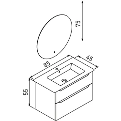 Orka Messina 85 Cm Mat Kaşmir Banyo Dolabı Takımı - 5007131