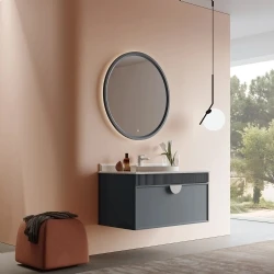 Orka Molino 100 Cm Antrasit Banyo Dolabı Takımı (Krom Kulp)