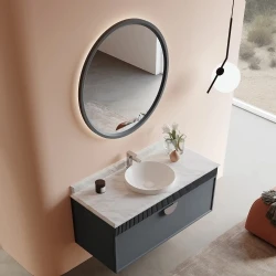 Orka Molino 120 Cm Antrasit Banyo Dolabı Takımı (Krom Kulp)