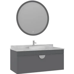 Orka Molino 120 Cm Gri Banyo Dolabı Takımı (Krom Kulp) Hemen Al