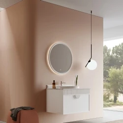 Orka Molino 80 Cm Beyaz Banyo Dolabı Takımı (Krom Kulp)