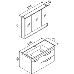 Orka Nova 100 Cm Tesbih Ceviz Banyo Dolabı Takımı