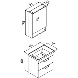 Orka Nova 60 Cm Beyaz Banyo Dolabı Takımı