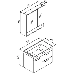 Orka Nova 80 Cm Morgana Kiraz Banyo Dolabı Takımı