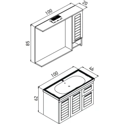 Orka Perge 100 Cm Beyaz Banyo Dolabı Takımı