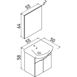 Orka Purus 55 Cm Budva Banyo Dolabı Takımı - 5008314