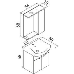 Orka Purus 55 Cm Budva Banyo Dolabı Takımı - 5008286