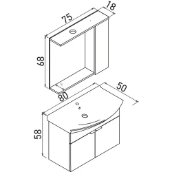 Orka Purus 80 Cm Antrasit Banyo Dolabı Takımı - 5007984