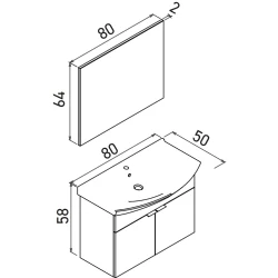 Orka Purus 80 Cm Budva Banyo Dolabı Takımı - 5008324