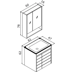 Orka Ricato 60 Cm Morgana Kiraz Banyo Dolabı Takımı