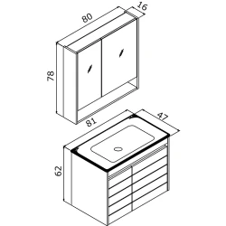Orka Ricato 80 Cm Morgana Kiraz Banyo Dolabı Takımı