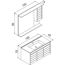 Orka Serra 100 Cm Beyaz-Navaro Banyo Dolabı Takımı