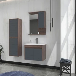 Orka Serra 65 Cm Antrasit-Navaro Banyo Dolabı Takımı