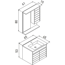 Orka Serra 65 Cm Beyaz-Navaro Banyo Dolabı Takımı