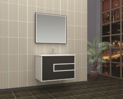 Evros Beyaz Siyah Adriana 80 cm Banyo Dolabı
