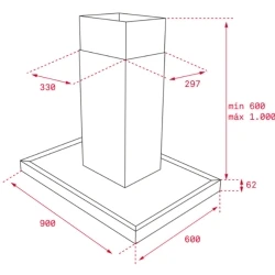 Teka DH4 980 SS 90 Cm Ada Tipi Davlumbaz