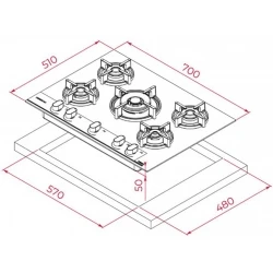 Teka GBC 75-G1 GB Siyah Mat Infinity G1 80 cm Cam Gazlı Ocak