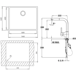 Teka Square 50.40 TG Tezgahaltı Tegranite Eviye + ARK 938 Armatür Seti (Beyaz)