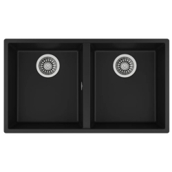 Teka Square 760 TG Siyah Çift Hazneli Tezgahaltı Tegranite Eviye